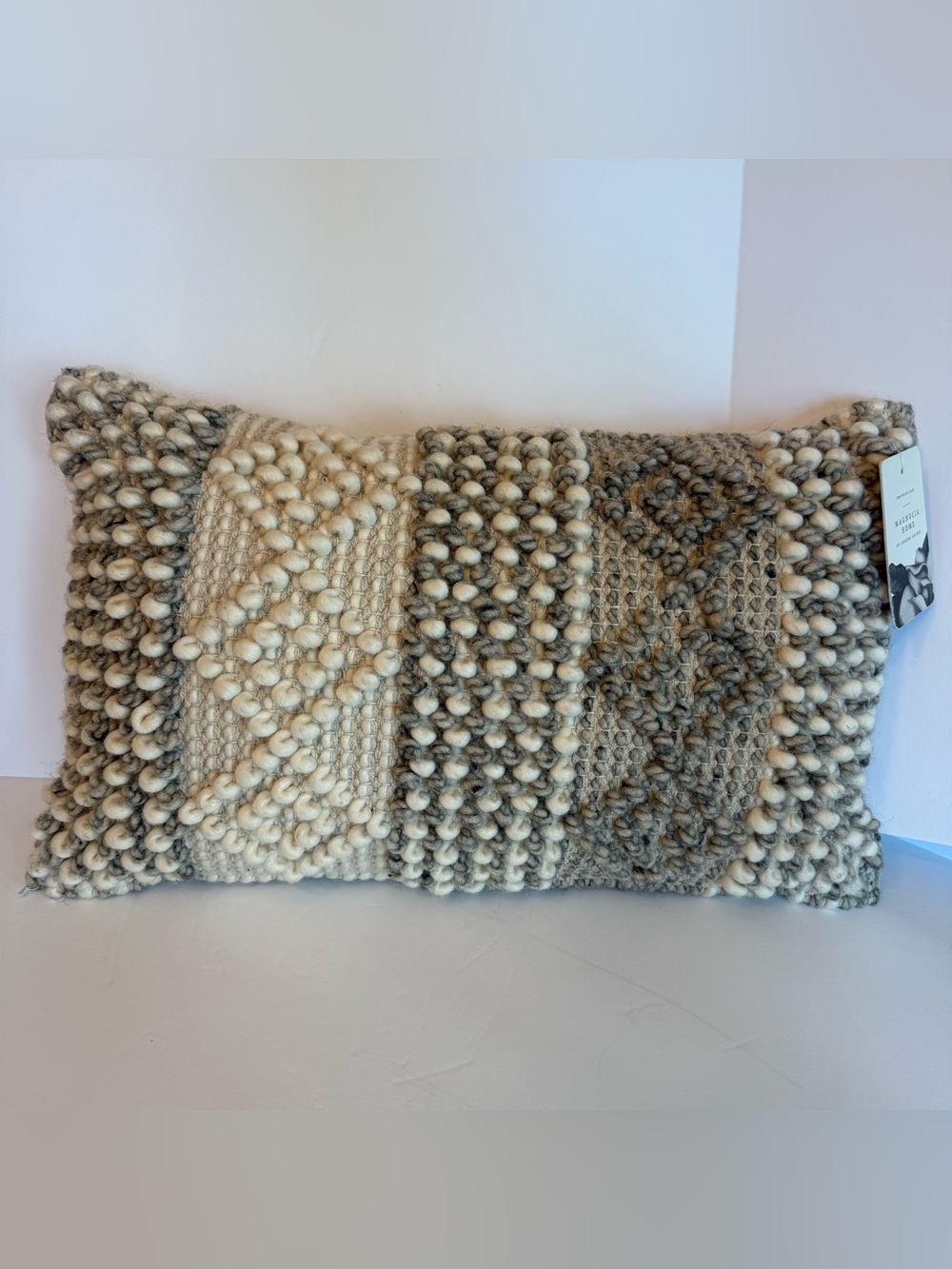 Magnolia Home by Joanna Gaines x Loloi Rugs Accent Grey / Ivory Pillow 13x21 in